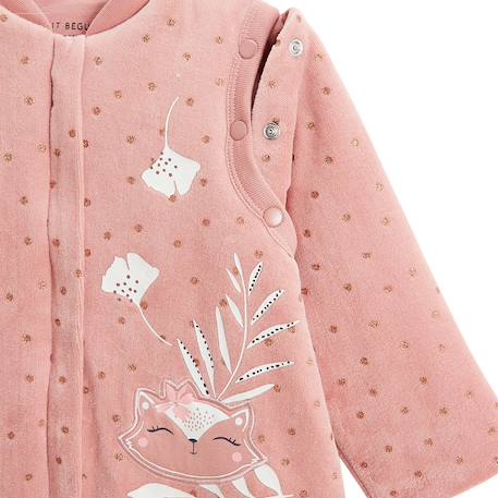Turbulette d'hiver en velours avec pieds retroussables et manches amovibles bébé rosa Rose 4 - vertbaudet enfant 