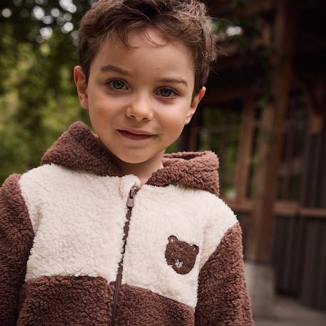 Veste bébé en sherpa avec capuche cracotte Marron 6 - vertbaudet enfant 