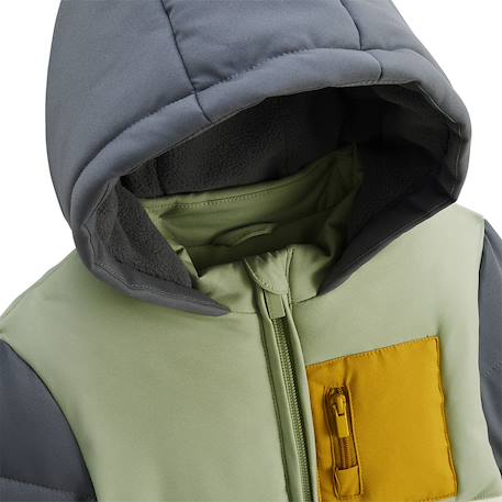 Doudoune enfant imperméable doublée polaire avec capuche boavista Kaki 3 - vertbaudet enfant 