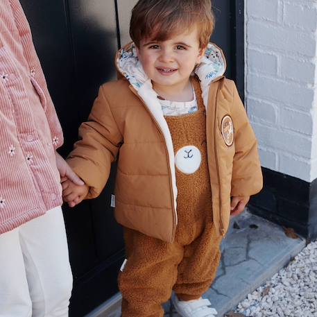 Doudoune bébé intérieur polaire avec capuche lamascotte Camel 6 - vertbaudet enfant 
