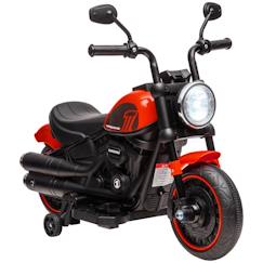 Jouet-Jeux de plein air-Moto électrique enfant 6 v 3 km/h effet lumineux roulettes amovibles repose-pied pédale métal pp rose noir