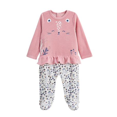Pyjama bébé en velours céleste Rose 2 - vertbaudet enfant 