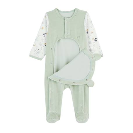 Pyjama bébé en velours ouverture pont nuage Vert 5 - vertbaudet enfant 