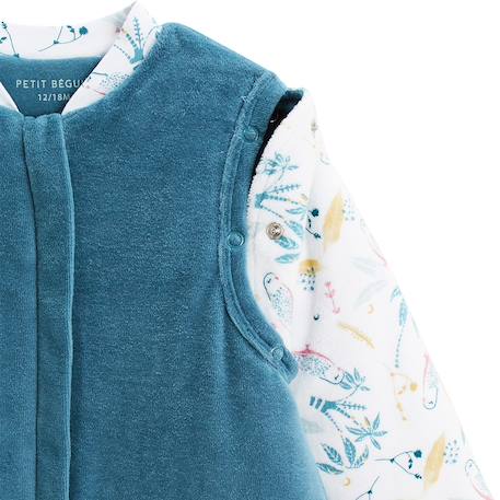 Turbulette d'hiver en velours avec pieds retroussables et manches amovibles bianca Bleu 4 - vertbaudet enfant 