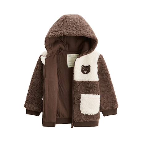 Veste enfant en sherpa avec capuche cracotte Marron 4 - vertbaudet enfant 