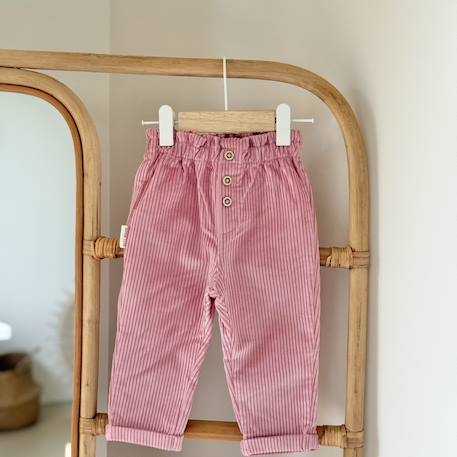 Pantalon bébé en velours côtelé céleste Rose 6 - vertbaudet enfant 