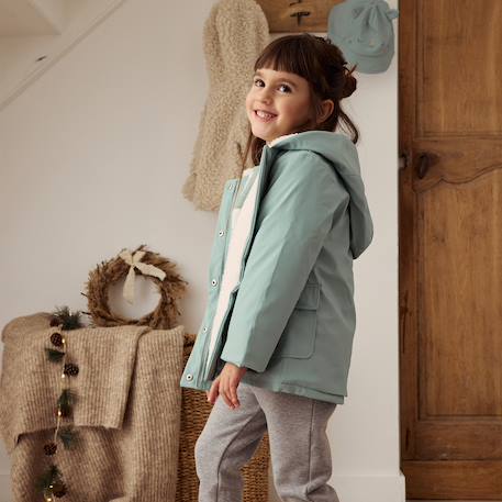 Manteau enfant imperméable doublé sherpa holamuchacha Vert 6 - vertbaudet enfant 