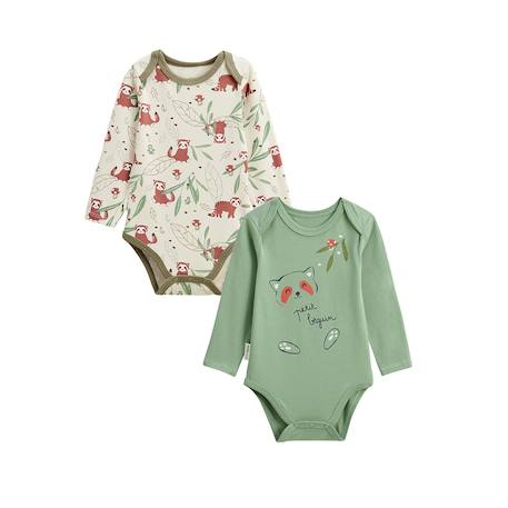 Lot de 2 bodies bébé manches longues gustin Kaki 2 - vertbaudet enfant 