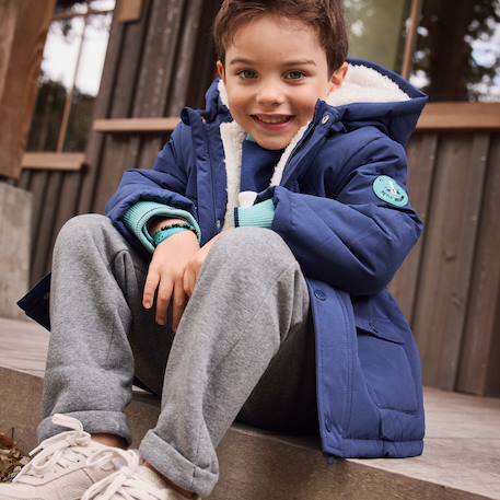 Manteau enfant imperméable doublé sherpa avec capuche oscar Bleu 6 - vertbaudet enfant 