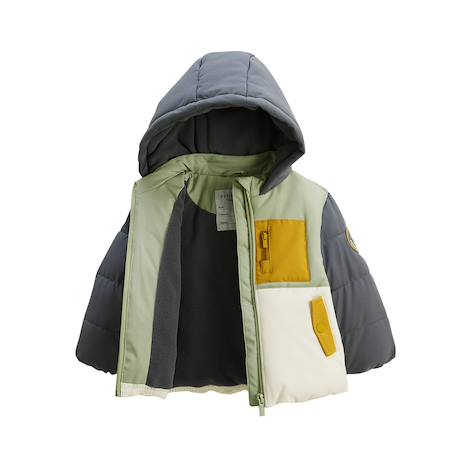Doudoune enfant imperméable doublée polaire avec capuche boavista Kaki 4 - vertbaudet enfant 