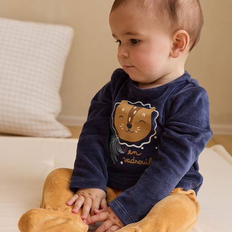Pyjama bébé en velours charly Bleu 6 - vertbaudet enfant 