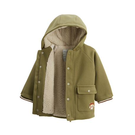 Manteau enfant doublé sherpa avec capuche gustin Kaki 4 - vertbaudet enfant 