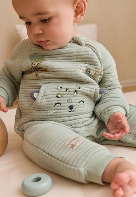 Surpyjama bébé en coton matelassé boavista Kaki 6 - vertbaudet enfant 