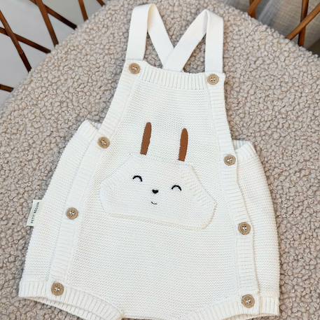 Salopette bébé en tricot hello baby Ecru 6 - vertbaudet enfant 