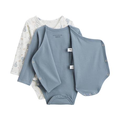 Lot de 2 bodies bébé manches longues ouverture croisée rêverie Bleu 3 - vertbaudet enfant 