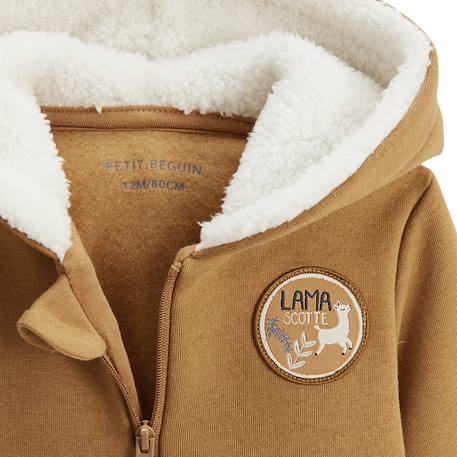Sweat à capuche zippé enfant en molleton lamascotte Camel 3 - vertbaudet enfant 