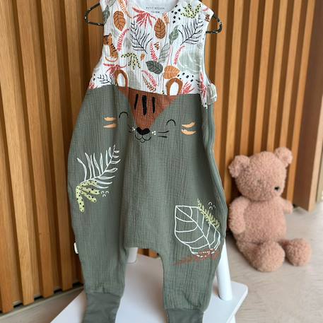 Turbulette d'été en gaze de coton avec pieds retroussables dumbea Kaki 6 - vertbaudet enfant 