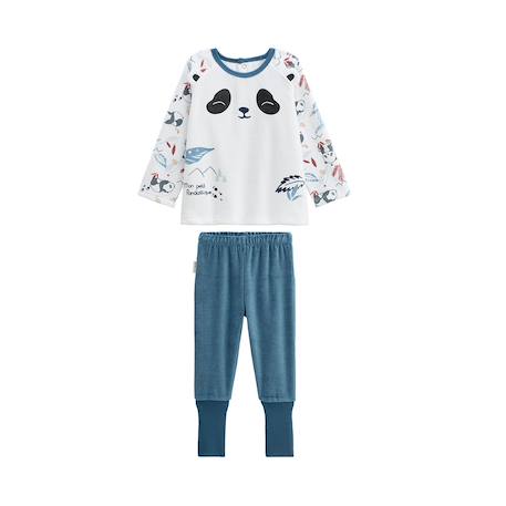 Pyjama bébé 2 pièces en velours avec pieds retroussables tao Bleu 2 - vertbaudet enfant 