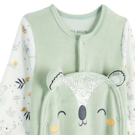 Pyjama bébé en velours ouverture pont nuage Vert 4 - vertbaudet enfant 