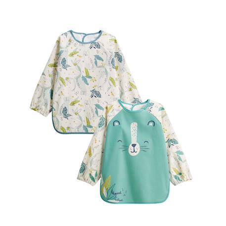 Lot de 2 bavoirs tablier manches longues oscar Ecru 2 - vertbaudet enfant 