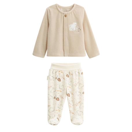 Ensemble gilet et pantalon bébé en velours câlins Ecru 2 - vertbaudet enfant 