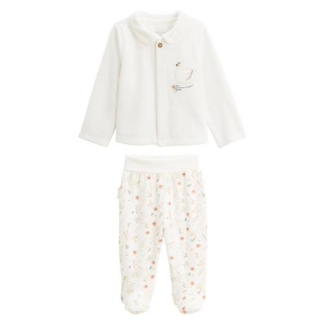 Ensemble gilet et pantalon bébé en velours perle Ecru 2 - vertbaudet enfant 