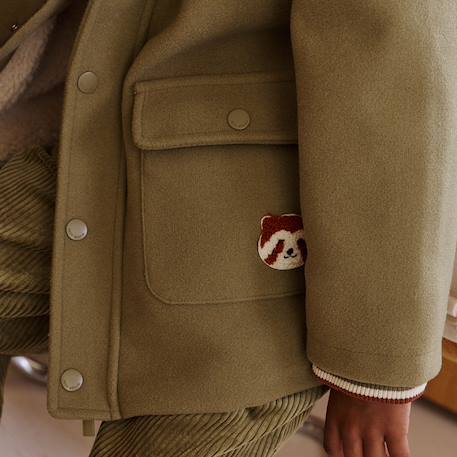 Manteau enfant doublé sherpa avec capuche gustin Kaki 6 - vertbaudet enfant 