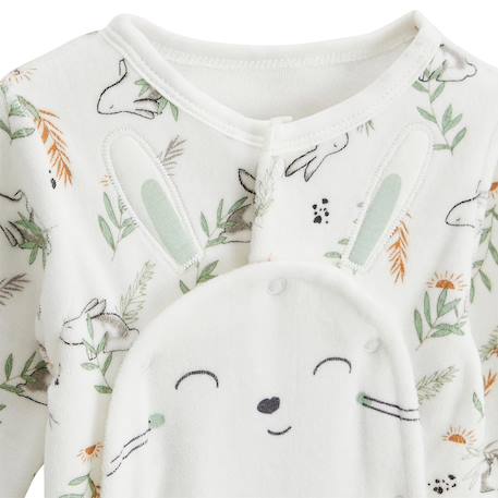 Pyjama bébé en velours ouverture pont frimousse Ecru 4 - vertbaudet enfant 