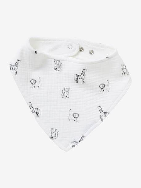Lot 3 bavoirs bandanas en gaze de coton Bord de mer+Broceliande+Dans les bois+Hanoi+Hérisson+Hygge+lot renard+Mon coeur+Tanzanie 47 - vertbaudet enfant 