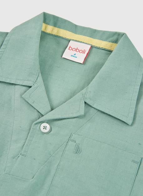 Polo enfant lin Vert 3 - vertbaudet enfant 