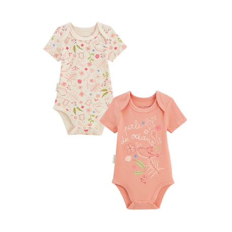 Lot de 2 bodies bébé manches courtes santa giulia Ecru 2 - vertbaudet enfant 