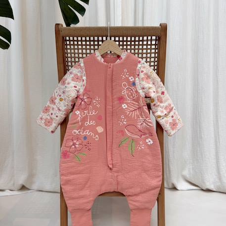 Turbulette tog 2 en gaze de coton avec pieds retroussables et manches amovibles santa giulia Orange 5 - vertbaudet enfant 