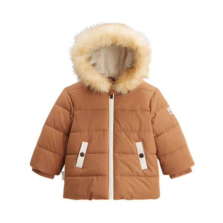 Doudoune imperméable doublée sherpa avec capuche chincha Camel 2 - vertbaudet enfant 