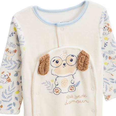 Pyjama bébé en velours ouverture pont zeste d'amour Ecru 4 - vertbaudet enfant 