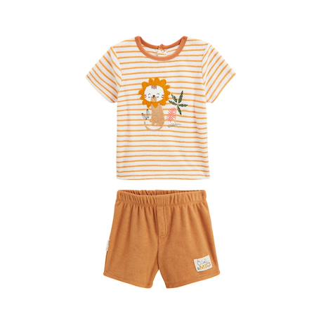 Ensemble bébé t-shirt et short en éponge mio Ecru 2 - vertbaudet enfant 