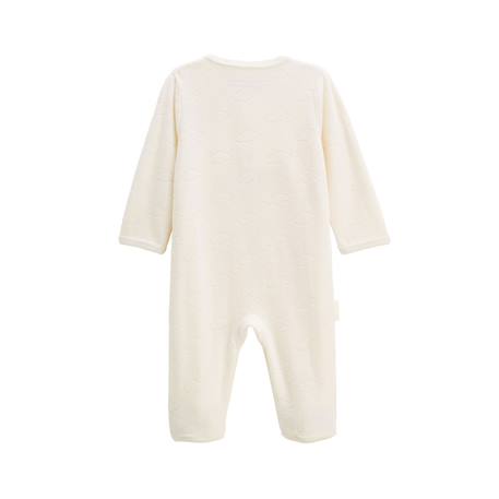 Pyjama bébé en velours ouverture pont câlins Ecru 3 - vertbaudet enfant 