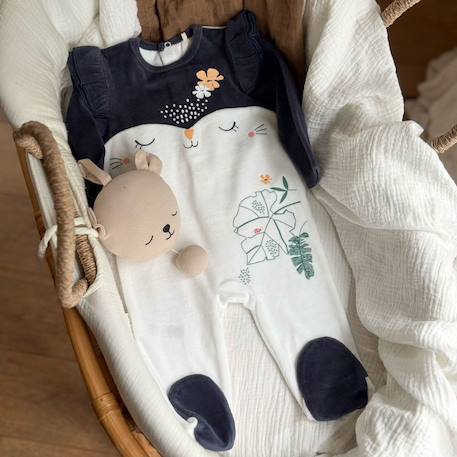Pyjama bébé en velours holamuchacha Ecru 6 - vertbaudet enfant 
