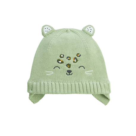 Ensemble bonnet, moufles et écharpe bébé en tricot boavista Kaki 4 - vertbaudet enfant 