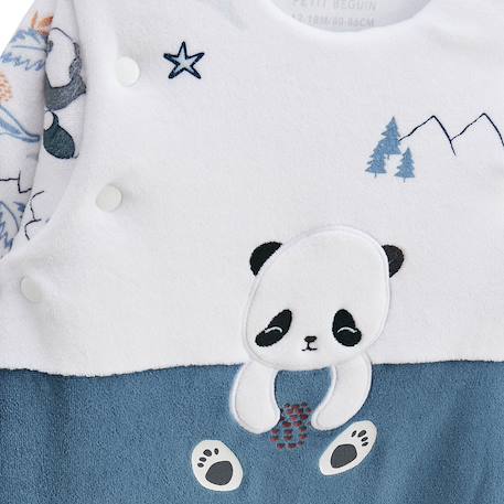 Turbulette d'hiver en velours avec pieds retroussables et manches amovibles tao Bleu 4 - vertbaudet enfant 
