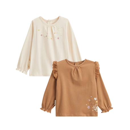 Lot de 2 t-shirts bébé manches longues chincha Camel 2 - vertbaudet enfant 