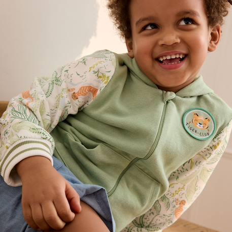 Sweat à capuche zippé enfant kanha Vert 6 - vertbaudet enfant 