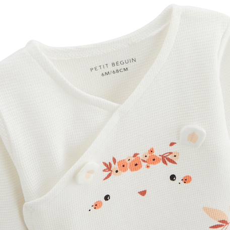 Ensemble bébé gilet et pantalon en coton nid d'abeille miss plume Ecru 4 - vertbaudet enfant 