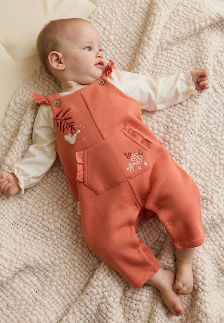 Ensemble salopette bébé en molleton et t-shirt manouk Corail 1 - vertbaudet enfant 