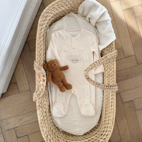 Pyjama bébé en velours ouverture pont câlins Ecru 6 - vertbaudet enfant 