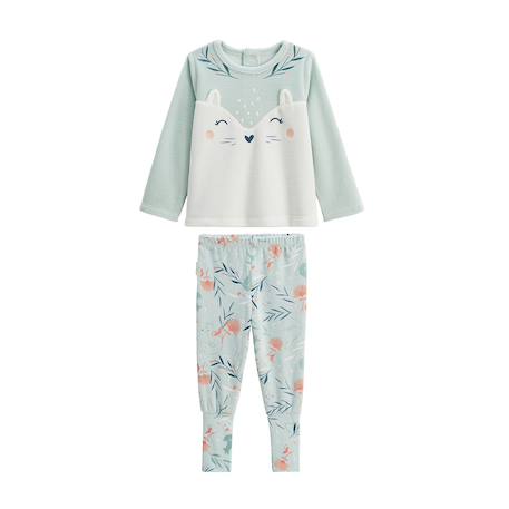 Pyjama bébé 2 pièces en velours à pieds retroussables dina Bleu 2 - vertbaudet enfant 