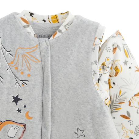 Turbulette d'hiver en velours avec pieds retroussables et manches amovibles petit loup Gris 4 - vertbaudet enfant 