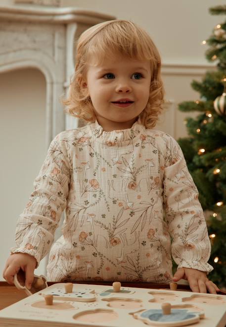 Blouse enfant en gaze de coton lison Ecru 1 - vertbaudet enfant 