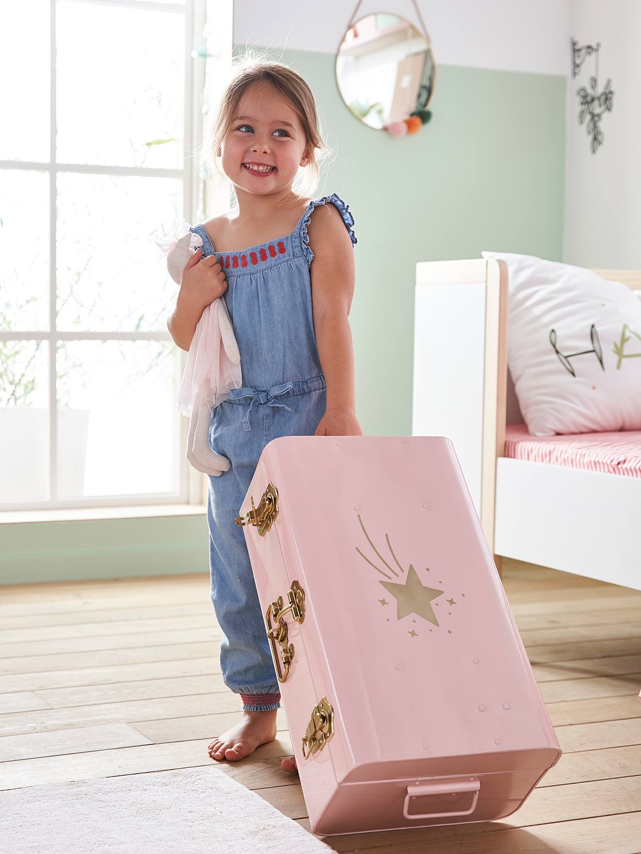 YFNHOME Boîte de rangement pour jouets Boîte cadeau pour bébé Taille moyenne Motif éléphant rose Panier de rangement pour bébé Panier à linge en tissu pour chambre d'enfant 