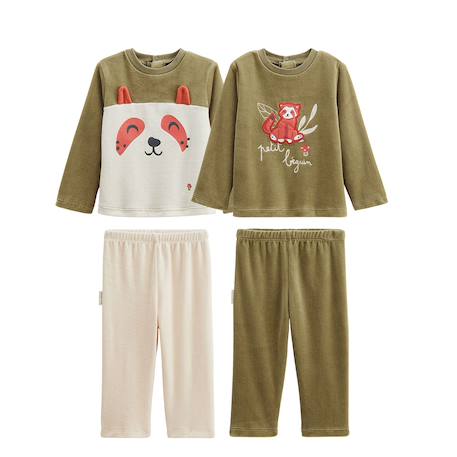 Lot de 2 pyjamas enfant 2 pièces en velours gustin Kaki 2 - vertbaudet enfant 