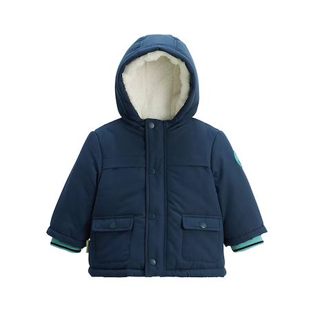 Manteau enfant imperméable doublé sherpa avec capuche oscar Bleu 2 - vertbaudet enfant 